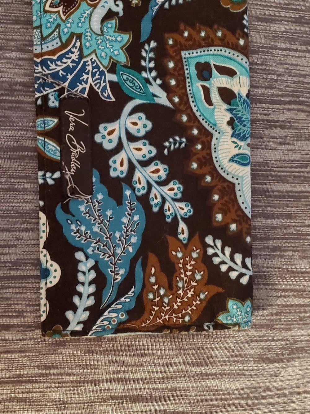 Vera Bradley Brown and Teal Paisley Quilted Checkbook Covet